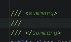 An XMLDOC in code showing an empty summary block